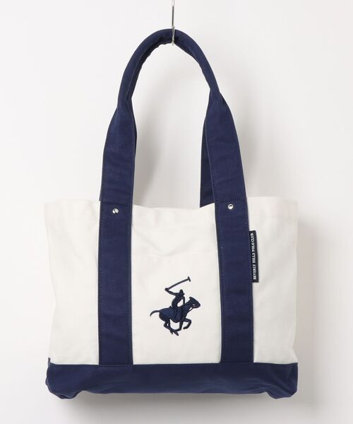 BEVERLY HILLS POLO CLUB(ビバリーヒルズポロクラブ)の「【BEVERLY HILLS POLO CLUB / ビバリーヒルズポロクラブ】16ozキャンバスロゴ刺繍 ミドルサイズ トートバッグ(トートバッグ・レディース・ホワイト系3/ブラック/ホワイト系1/ホワイト系2・FREE)」の3枚目の写真