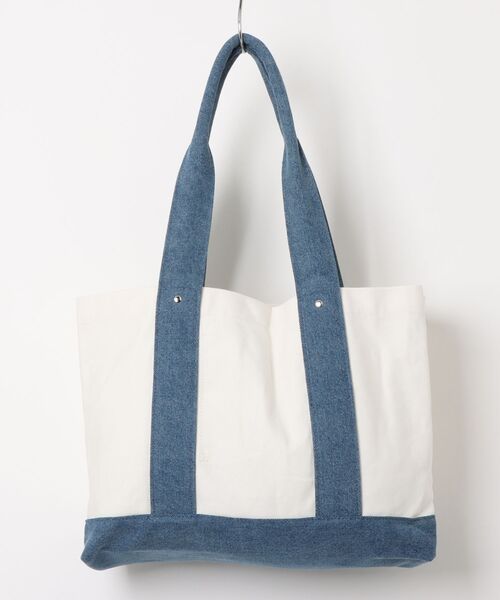 BEVERLY HILLS POLO CLUB(ビバリーヒルズポロクラブ)の「【BEVERLY HILLS POLO CLUB / ビバリーヒルズポロクラブ】16ozキャンバスロゴ刺繍 ミドルサイズ トートバッグ(トートバッグ・レディース・ホワイト系3/ブラック/ホワイト系1/ホワイト系2・FREE)」の5枚目の写真