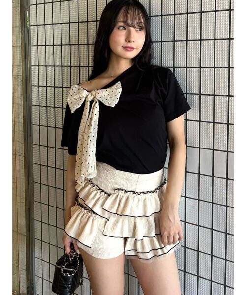 CALNAMUR(カルナムール)の「リボン付きTシャツ(Tシャツ/カットソー・レディース・グレー/イエロー/ブラック・FREE)」の18枚目の写真