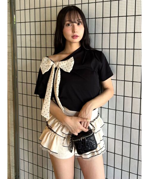 CALNAMUR(カルナムール)の「リボン付きTシャツ(Tシャツ/カットソー・レディース・グレー/イエロー/ブラック・FREE)」の20枚目の写真