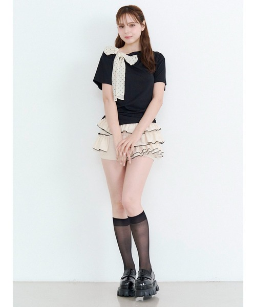 CALNAMUR(カルナムール)の「リボン付きTシャツ(Tシャツ/カットソー・レディース・グレー/イエロー/ブラック・FREE)」の9枚目の写真