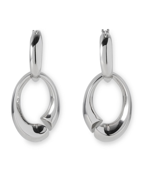 LANVIN en Bleu（ランバンオンブルー）の「シェル オーバルモチーフ フープピアス（ピアス（両耳用）・レディース・シルバー/ゴールド・ONE SIZE）」の4枚目の写真