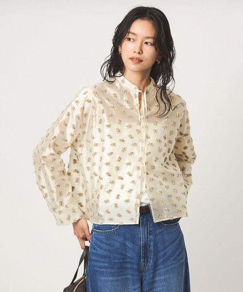 green label relaxing(グリーンレーベルリラクシング)の「ジャガード シャツ(シャツ/ブラウス・レディース・ブラック/オフホワイト・FREE)」の2枚目の写真