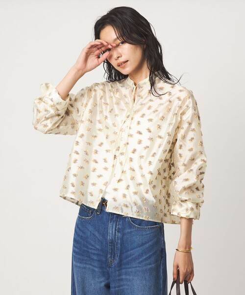 green label relaxing(グリーンレーベルリラクシング)の「ジャガード シャツ(シャツ/ブラウス・レディース・ブラック/オフホワイト・FREE)」の3枚目の写真