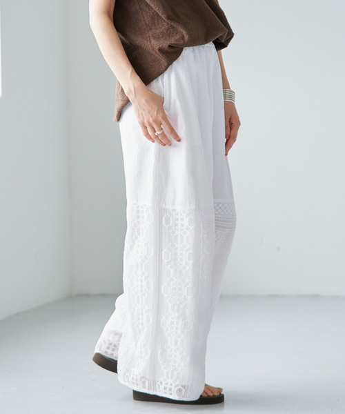 IENA（イエナ）の「《/手洗い可》ENパッチワークレースイージーパンツ（その他パンツ・レディース・ブラック/ホワイト・38/36）」の8枚目の写真