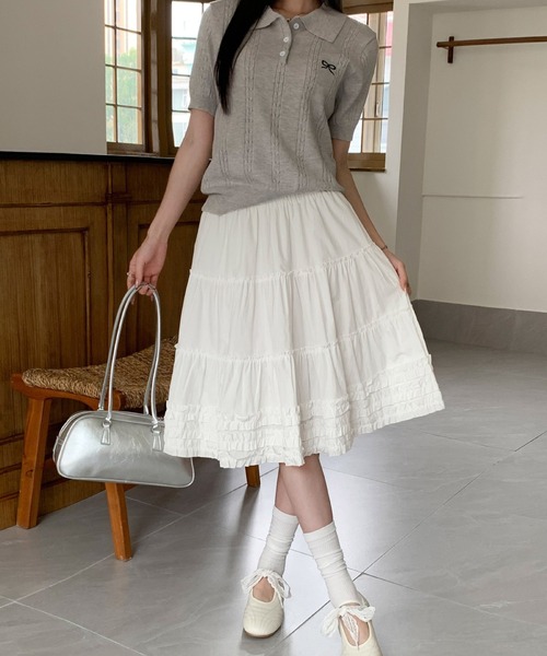 HALEY PESCA(ヘーリーペスカ)の「HALEY PESCA/ティアードフリルボリュームスカート(スカート・レディース・ホワイト・MEDIUM/LARGE/SMALL)」の10枚目の写真