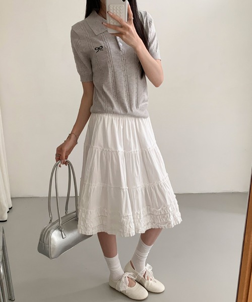 HALEY PESCA(ヘーリーペスカ)の「HALEY PESCA/ティアードフリルボリュームスカート(スカート・レディース・ホワイト・MEDIUM/LARGE/SMALL)」の11枚目の写真