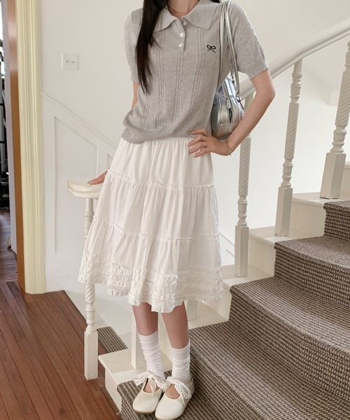 HALEY PESCA(ヘーリーペスカ)の「HALEY PESCA/ティアードフリルボリュームスカート(スカート・レディース・ホワイト・MEDIUM/LARGE/SMALL)」の13枚目の写真