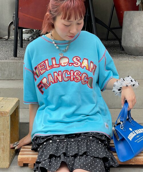 HELLO.SANFRANCISCO(ハローサンフランシスコ)の「【HELLO.SANFRANCISCO/ハローサンフランシスコ】2WAYハロサンカットアウト半袖TEE(Tシャツ/カットソー・レディース・ピンク/ライトグレー/ブルー・ONE SIZE)」の10枚目の写真