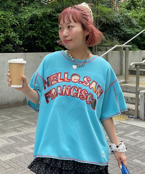 HELLO.SANFRANCISCO(ハローサンフランシスコ)の「【HELLO.SANFRANCISCO/ハローサンフランシスコ】2WAYハロサンカットアウト半袖TEE(Tシャツ/カットソー・レディース・ピンク/ライトグレー/ブルー・ONE SIZE)」の11枚目の写真