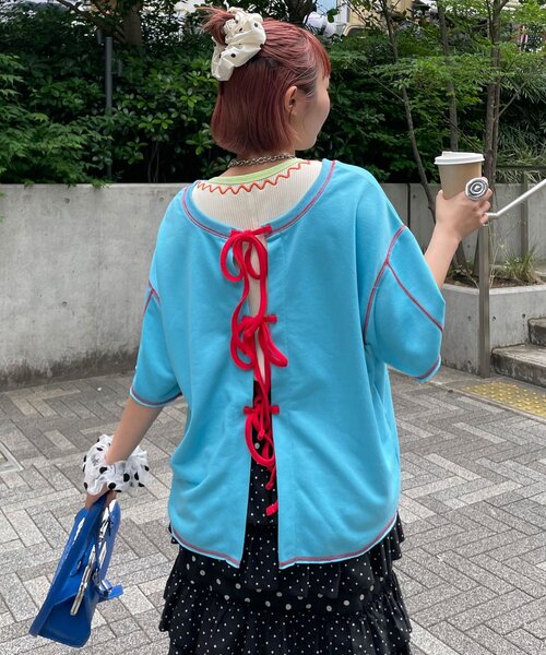 HELLO.SANFRANCISCO(ハローサンフランシスコ)の「【HELLO.SANFRANCISCO/ハローサンフランシスコ】2WAYハロサンカットアウト半袖TEE(Tシャツ/カットソー・レディース・ピンク/ライトグレー/ブルー・ONE SIZE)」の13枚目の写真