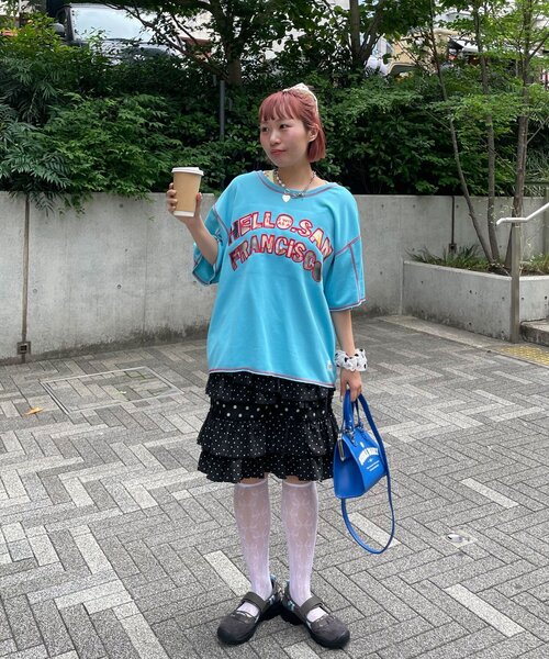 HELLO.SANFRANCISCO(ハローサンフランシスコ)の「【HELLO.SANFRANCISCO/ハローサンフランシスコ】2WAYハロサンカットアウト半袖TEE(Tシャツ/カットソー・レディース・ピンク/ライトグレー/ブルー・ONE SIZE)」の14枚目の写真