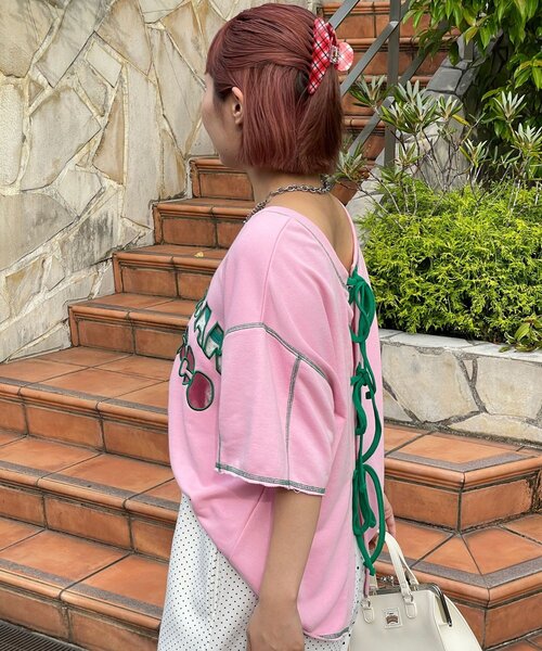 HELLO.SANFRANCISCO(ハローサンフランシスコ)の「【HELLO.SANFRANCISCO/ハローサンフランシスコ】2WAYハロサンカットアウト半袖TEE(Tシャツ/カットソー・レディース・ピンク/ライトグレー/ブルー・ONE SIZE)」の19枚目の写真