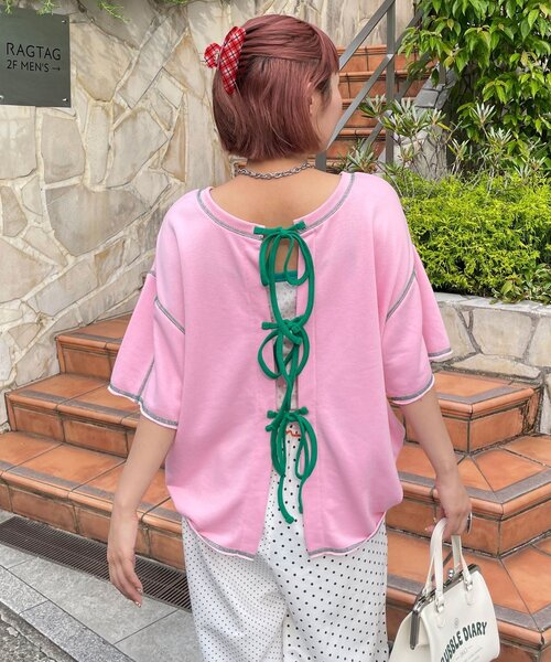 HELLO.SANFRANCISCO(ハローサンフランシスコ)の「【HELLO.SANFRANCISCO/ハローサンフランシスコ】2WAYハロサンカットアウト半袖TEE(Tシャツ/カットソー・レディース・ピンク/ライトグレー/ブルー・ONE SIZE)」の20枚目の写真