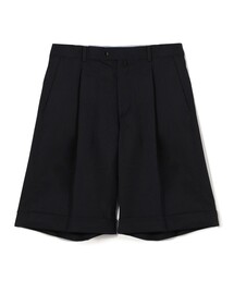 ウールポリエステルツイル バレルワイドショートパンツ