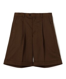 ウールポリエステルツイル バレルワイドショートパンツ