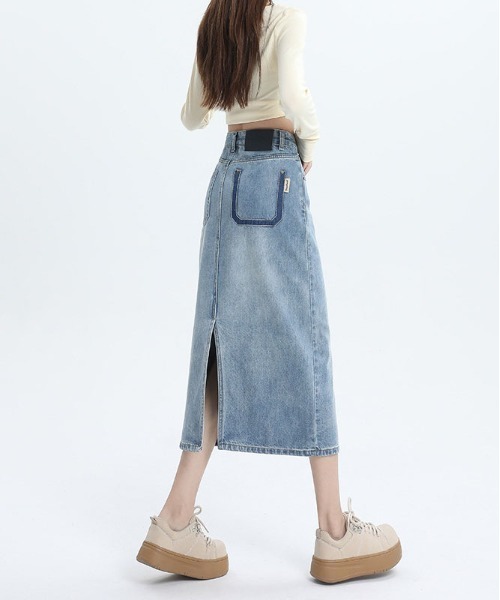 ＆soiree（アンドソワレ）の「バックスリットタイトデニムスカート（デニムスカート・レディース・ブラック/ブルー・X-LARGE/SMALL/X-SMALL/LARGE/MEDIUM）」の4枚目の写真