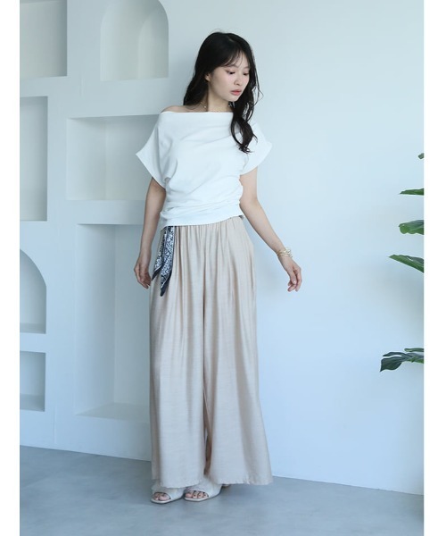 fifth(フィフス)の「ドレープラインギャザーTシャツ(Tシャツ/カットソー・レディース・ホワイト/ブラック・M)」の7枚目の写真