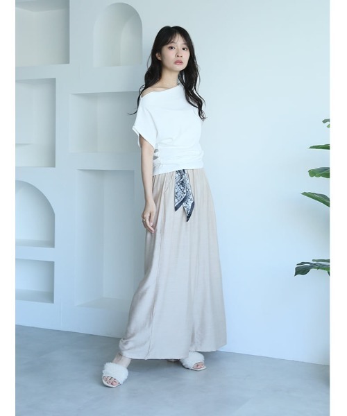 fifth(フィフス)の「ドレープラインギャザーTシャツ(Tシャツ/カットソー・レディース・ホワイト/ブラック・M)」の8枚目の写真