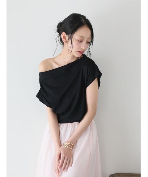 fifth(フィフス)の「ドレープラインギャザーTシャツ(Tシャツ/カットソー・レディース・ホワイト/ブラック・M)」の14枚目の写真