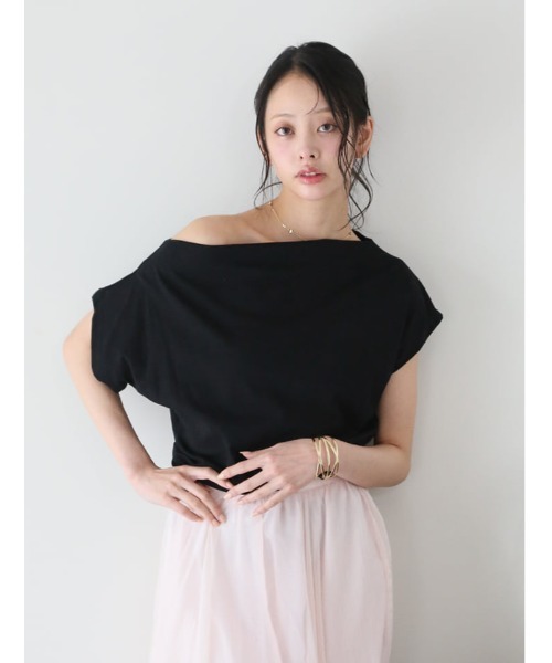 fifth(フィフス)の「ドレープラインギャザーTシャツ(Tシャツ/カットソー・レディース・ホワイト/ブラック・M)」の9枚目の写真