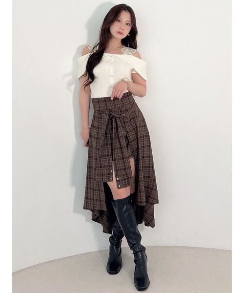 MERCURYDUO(マーキュリーデュオ)の「レースストラップオフショルニット(ニット/セーター・レディース・ネイビー/ブルー/オフホワイト・FREE)」の16枚目の写真