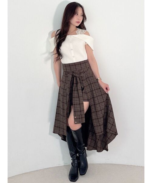 MERCURYDUO(マーキュリーデュオ)の「レースストラップオフショルニット(ニット/セーター・レディース・ネイビー/ブルー/オフホワイト・FREE)」の17枚目の写真