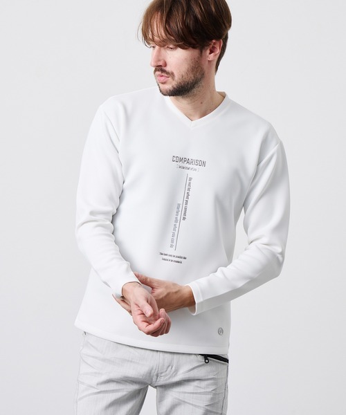 HIDEAWAYS NICOLE(ハイダウェイニコル)の「ストレッチポンチジェルプリントVネック長袖Tシャツ(Tシャツ/カットソー・メンズ・ブラック/オフホワイト/ネイビー/シルバーグレー・X-LARGE/LARGE/MEDIUM)」の2枚目の写真