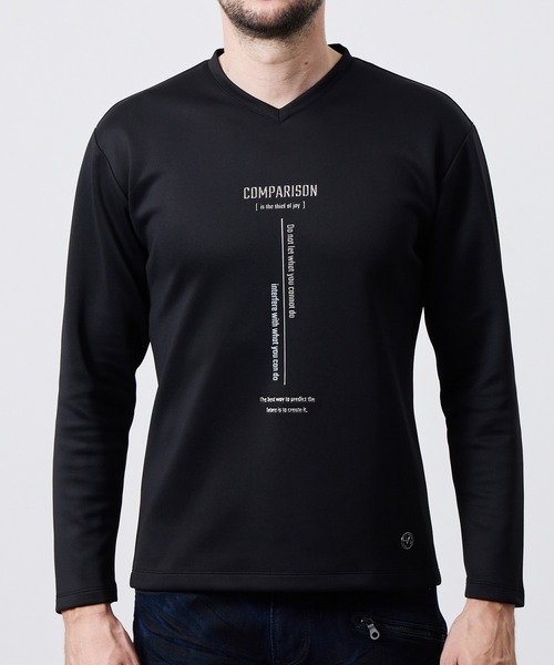 HIDEAWAYS NICOLE(ハイダウェイニコル)の「ストレッチポンチジェルプリントVネック長袖Tシャツ(Tシャツ/カットソー・メンズ・ブラック/オフホワイト/ネイビー/シルバーグレー・X-LARGE/LARGE/MEDIUM)」の9枚目の写真