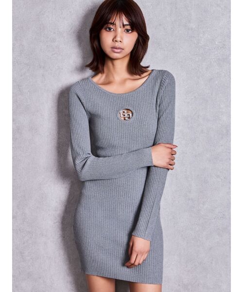 GYDA(ジェイダ)の「GG bijou MOLD long sleeveニットワンピース(ワンピース・レディース・ブラック/グレー・FREE)」の2枚目の写真