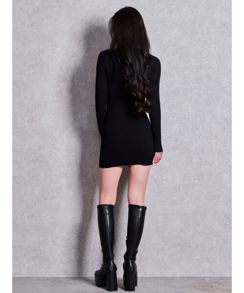 GYDA(ジェイダ)の「GG bijou MOLD long sleeveニットワンピース(ワンピース・レディース・ブラック/グレー・FREE)」の7枚目の写真