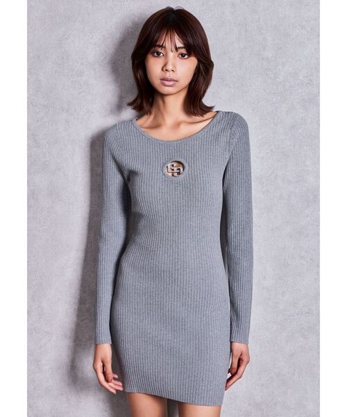 GYDA(ジェイダ)の「GG bijou MOLD long sleeveニットワンピース(ワンピース・レディース・ブラック/グレー・FREE)」の8枚目の写真