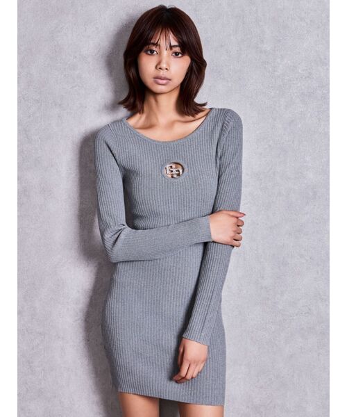 GYDA(ジェイダ)の「GG bijou MOLD long sleeveニットワンピース(ワンピース・レディース・ブラック/グレー・FREE)」の9枚目の写真