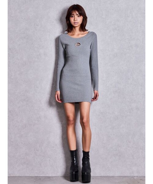 GYDA(ジェイダ)の「GG bijou MOLD long sleeveニットワンピース(ワンピース・レディース・ブラック/グレー・FREE)」の11枚目の写真