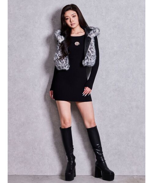 GYDA(ジェイダ)の「GG bijou MOLD long sleeveニットワンピース(ワンピース・レディース・ブラック/グレー・FREE)」の17枚目の写真