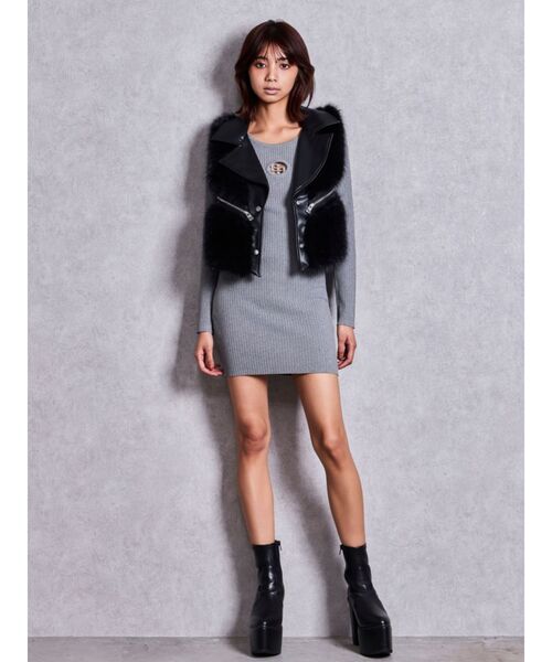 GYDA(ジェイダ)の「GG bijou MOLD long sleeveニットワンピース(ワンピース・レディース・ブラック/グレー・FREE)」の19枚目の写真