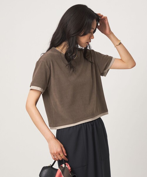 green label relaxing（グリーンレーベルリラクシング）の「パイル カサネ ショートスリーブ Tシャツ（Tシャツ/カットソー・レディース・モカ/ナチュラル/ダークグレー・FREE）」の3枚目の写真