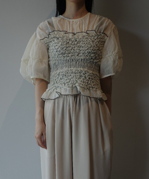 CLANE COLOR STITCHED SHIRRING TOPS（その他トップス）｜CLANE