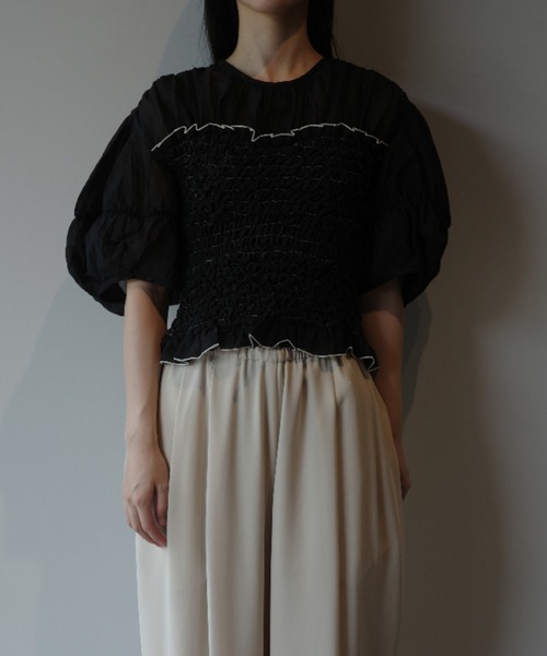 CLANE COLOR STITCHED SHIRRING TOPS（その他トップス）｜CLANE
