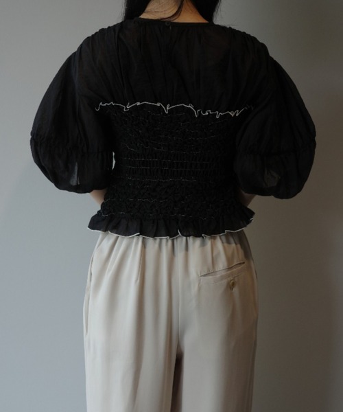 CLANE COLOR STITCHED SHIRRING TOPS（その他トップス）｜CLANE