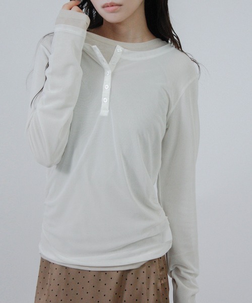 Social GIRL(ソーシャルガール)の「【セット商品】 シアー レイヤード ヘンリーネック Tシャツ 長袖 ロンT(Tシャツ/カットソー・レディース・ブラック/ブラウン/ネイビー/アイボリー・M)」の15枚目の写真
