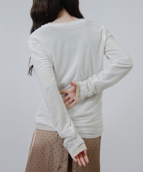 Social GIRL(ソーシャルガール)の「【セット商品】 シアー レイヤード ヘンリーネック Tシャツ 長袖 ロンT(Tシャツ/カットソー・レディース・ブラック/ブラウン/ネイビー/アイボリー・M)」の16枚目の写真
