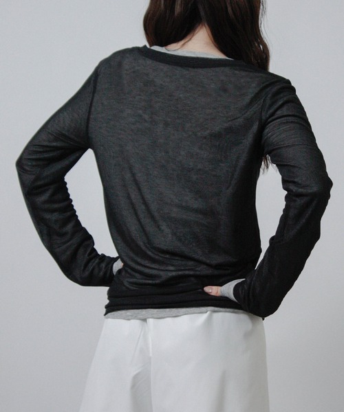 Social GIRL(ソーシャルガール)の「【セット商品】 シアー レイヤード ヘンリーネック Tシャツ 長袖 ロンT(Tシャツ/カットソー・レディース・ブラック/ブラウン/ネイビー/アイボリー・M)」の9枚目の写真