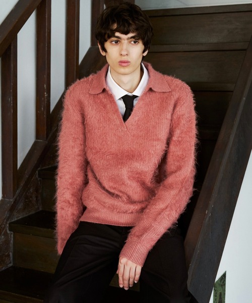 MOHAIR TOUCH SUPER SHAGGY SKIPPER KNIT SHIRT / モヘアタッチ