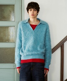 MOHAIR TOUCH SUPER SHAGGY SKIPPER KNIT SHIRT / モヘアタッチスーパーシャギースキッパーニットシャツ
