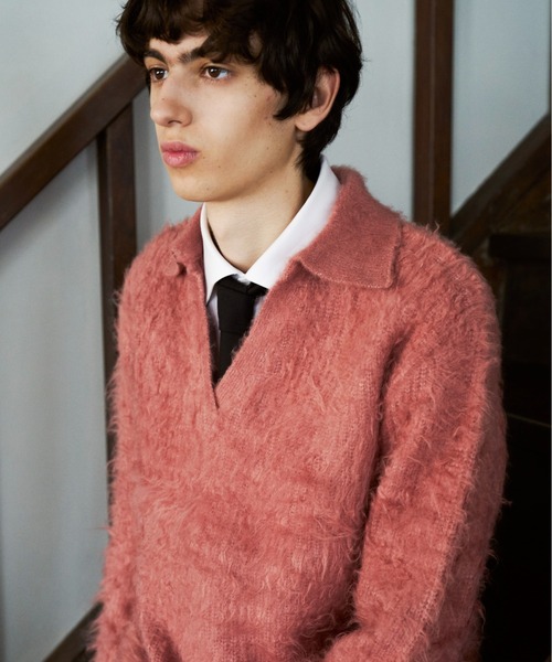CAMPHOR WOOD(カンファーウッド)の「MOHAIR TOUCH SUPER SHAGGY SKIPPER KNIT SHIRT / モヘアタッチスーパーシャギースキッパーニットシャツ(ニット/セーター・メンズ・スモークピンク/ライトブルー/ブラック・MEDIUM/LARGE)」の14枚目の写真