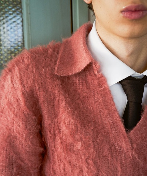 CAMPHOR WOOD(カンファーウッド)の「MOHAIR TOUCH SUPER SHAGGY SKIPPER KNIT SHIRT / モヘアタッチスーパーシャギースキッパーニットシャツ(ニット/セーター・メンズ・スモークピンク/ライトブルー/ブラック・MEDIUM/LARGE)」の16枚目の写真
