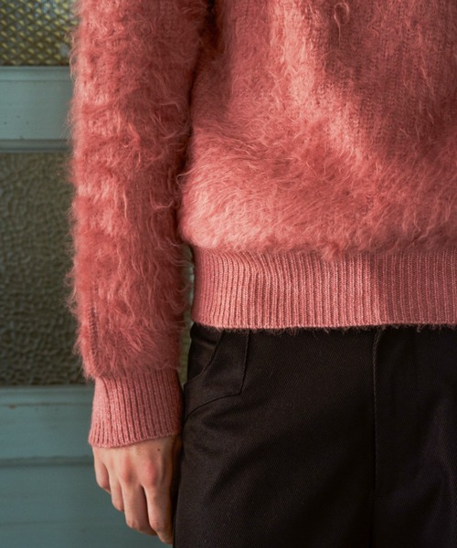 CAMPHOR WOOD(カンファーウッド)の「MOHAIR TOUCH SUPER SHAGGY SKIPPER KNIT SHIRT / モヘアタッチスーパーシャギースキッパーニットシャツ(ニット/セーター・メンズ・スモークピンク/ライトブルー/ブラック・MEDIUM/LARGE)」の17枚目の写真