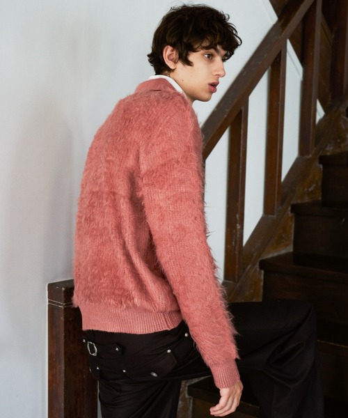 CAMPHOR WOOD(カンファーウッド)の「MOHAIR TOUCH SUPER SHAGGY SKIPPER KNIT SHIRT / モヘアタッチスーパーシャギースキッパーニットシャツ(ニット/セーター・メンズ・スモークピンク/ライトブルー/ブラック・MEDIUM/LARGE)」の18枚目の写真