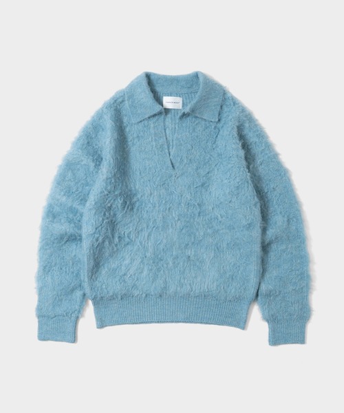 CAMPHOR WOOD(カンファーウッド)の「MOHAIR TOUCH SUPER SHAGGY SKIPPER KNIT SHIRT / モヘアタッチスーパーシャギースキッパーニットシャツ(ニット/セーター・メンズ・スモークピンク/ライトブルー/ブラック・MEDIUM/LARGE)」の22枚目の写真